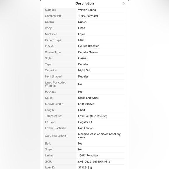 Aveloria Rosie Casual Double Breasted Plaid Overcoat-Large - Picture 7 of 8